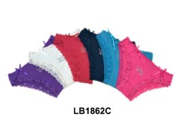 60 Pairs Ladies' Cotton Panty With Lace And Rhinestones - Womens Panties & Underwear