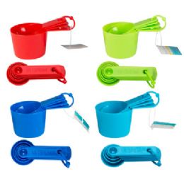 72 Wholesale Measuring Cup 4pk/spoon 6pk Plastic Summer Colors B&c ht