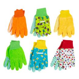 72 Wholesale Garden Glove Kids 6ast3prints/3 Solids L&g Tcd
