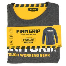 12 Wholesale T-Shirt Large Long Sleeve Firm Grip 12pc Pdq