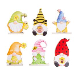 36 pieces Table Decor Mdf Spring 6ast Bee/gnome 6-6.5inh Upc/mdfcomply Label - Party Center Pieces