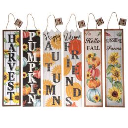 36 Wholesale Harvest Wall Plaque Vertical6ast 6x23in Glitter/foilht/mdf Comply Label