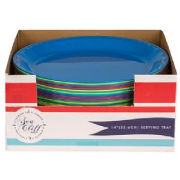 48 Wholesale Serving Platter 14in Round 4asst Summer Colors In 48pc Pdq Upc Label