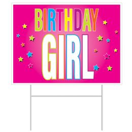 6 Wholesale Plastic Birthday Girl Yard Sign