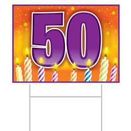 6 Wholesale Plastic  50  Birthday Yard Sign