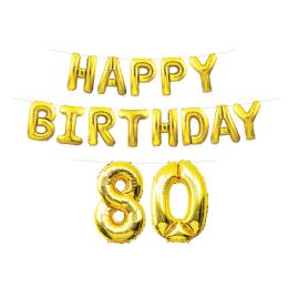 6 pieces Happy Birthday  80  Balloon Streamer - Streamers & Confetti