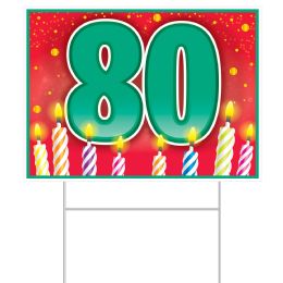6 Wholesale Plastic  80  Birthday Yard Sign