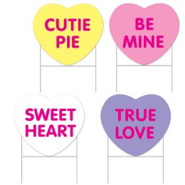 6 Wholesale Plastic Candy Heart Yard Signs