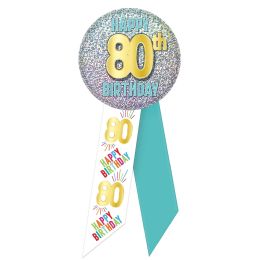6 pieces 80th Birthday Rosette - Bows & Ribbons