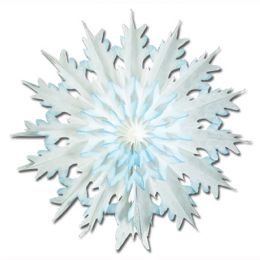 12 pieces Pkgd Dip-Dyed Snowflakes - Hanging Decorations & Cut Out