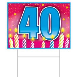 6 Wholesale Plastic  40  Birthday Yard Sign
