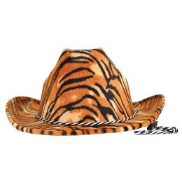 6 Bulk Tiger Print Cowboy Hat