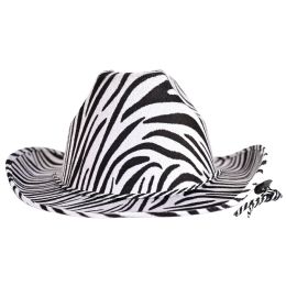 6 pieces Zebra Print Cowboy Hat - Party Hats & Tiara