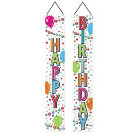 12 pieces Happy Birthday Fabric Door Panel Set - Hanging Decorations & Cut Out