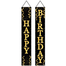 12 pieces Happy Birthday Fabric Door Panel Set - Hanging Decorations & Cut Out