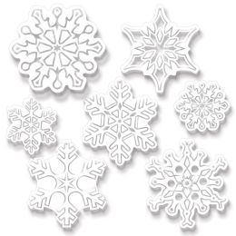 12 pieces Clear Plastic Die-Cut Snowflakes - Hanging Decorations & Cut Out