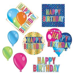 12 pieces Foil Happy Birthday Cutouts - Hanging Decorations & Cut Out