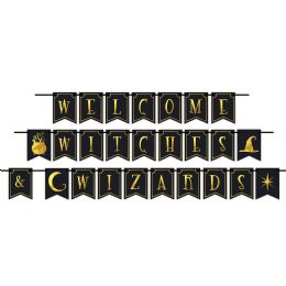 12 pieces Foil Welcome Witches & Wizards Streamer - Streamers & Confetti
