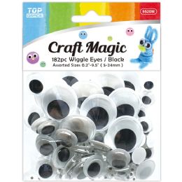 12 Pieces Wiggle Eyes 5mM-100ct 10mM-50ct 15mM-20ct 24mM-12ct - Craft Tools