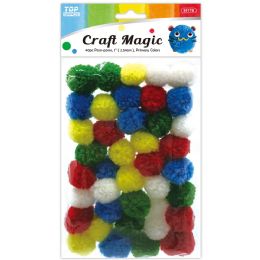 12 Pieces 1"/40ct YarN-Poms Astd Primary Colors - Craft Tools