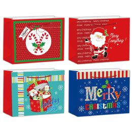 144 Pieces Christmas Gift Bags Assorted Prints 16x13x8" - Christmas Gift Bags and Boxes