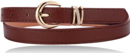 24 Pieces Ladies' Belts With Gold Hardware And Rhinestone Detail In Brown - Belts