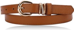 24 Wholesale Ladies' Belts With Gold Hardware And Rhinestone Detail in Tan