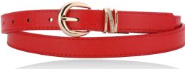 24 Bulk Ladies' Belts With Gold Hardware And Rhinestone Detail In Red