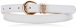 24 Bulk Ladies' Belts With Gold Hardware And Rhinestone Detail In White