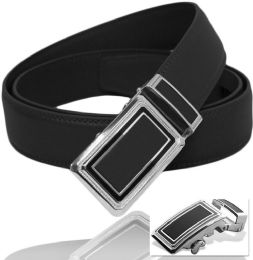 12 Bulk Men's Black Leather Belts With Silver Hardware