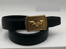 12 Wholesale Men's Black Leather Belts With Gold Hardware