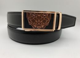 12 Bulk Men's Black Leather Belts With Gold Hardware