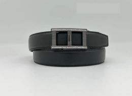 12 Pieces Men's Black Leather Belts With Silver Hardware - Belts