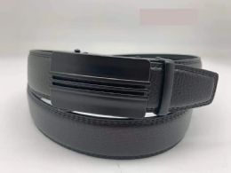 12 Wholesale Men's Black Leather Belts With Black Hardware