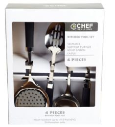12 Wholesale Chef Delicious Stainless Steel Utensil 4pc Set W/soft Handle