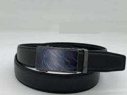 12 Bulk Men's Black Leather Belts With Black Hardware