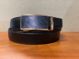 12 Pieces Men's Black Leather Belts With Gold Hardware - Belts