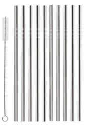 144 Pieces 10 Pack Stainless Steel Straws With Cleaner Straight Reusable Drinking Straws - Straws and Stirrers
