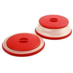 24 Pieces Silicone Folding Collapsible Microwave Cover Splatter Screen Red - Microwave Items