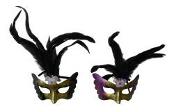96 Pieces Masquerade Ball Party Feather Mask - Costumes & Accessories