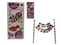 144 Pieces Happy Birthday Flag Cake Topper - Party Supplies