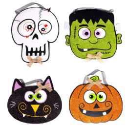 24 Wholesale Wall Plaque Halloween Glitter Whimsical 4ast Faces Mdf/ribbon Hanger Hlwn Label/mdf Comply Lbl