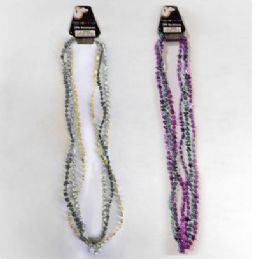 36 Bulk Necklace Happy New Year Plastic 2ast Combos 3pk 33inl Nyhdr Blk/gold/silv & Grn/purp/pink