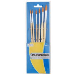 36 Bulk Artist Paint Brush 6pc Set#2 #4 #6 #8 #10 #12 Stat/backer
