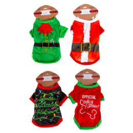 36 Wholesale Dog Costume Christmas Tee 4ast 13in/header Card