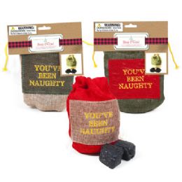48 of Coal 2pc Realistic Look Plastic W/3ast Drawstring 4.5x6in Pouch Youve Been Naughty Stitch/hdrcd