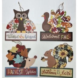 24 Wholesale Wall Plaque Harvest 2-D Mdf W/tip On Accent 4ast 11.8in Harvest Label