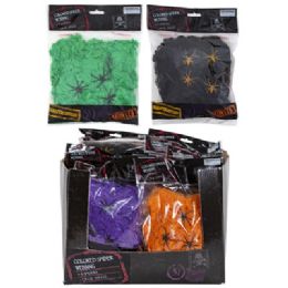 36 pieces Spider Webbing 1.5oz 4ast Colors W/4pc Spiders In 36pc Pdq - Halloween