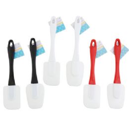 48 pieces Spatula Silicone 2ast Flat/spoon 10in 3clrs Red/blk/white B&c/ht - Disposable Cutlery