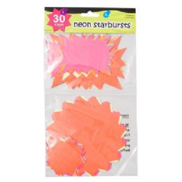 144 pieces Starburst Neon 30ct 5 Sizes5 Color Paper/heatsealed Pbh - Stickers
